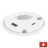 9358501601 Powerdot 16 - 1 socket type J, 1 USB-C port, 1 USB-A charger 12W, 2 cable grommet, white, Connector Type: USB, Cable Length: 1.2, Colour: White, 2 image