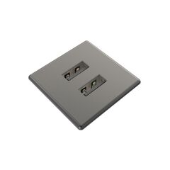 935-PM31G Built-in square USB charger, 2 ports, metal, anthracite