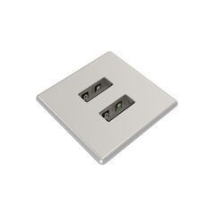 935-PM31S Built-in square USB charger, 2 ports, metal, silver