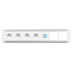 2F81E4A5 Level-E 4xFrench Belgian socket 1xUSB A+C charger 2xIMP slot, White fascias & end caps, Silver body, Colour: White (Fascia/End Cap), Silver (Body)