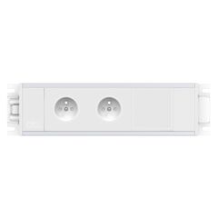 2M21E2A1 Link 2xFrench Belgian socket 1xIMP slot Power entry via 3 Pole connector, White fascias & end caps, Silver body, Colour: White (Fascia/End Cap), Silver (Body)