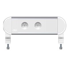 2A01E2A1 Chroma 2xFrench Belgian socket 1xIMP slot White fascias & end caps, Silver body, Colour: White (Fascia/End Cap), Silver (Body)