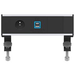 2A20E1A4 Flexi 1xFrench Belgian socket 1xUSB A+C 1xIMP slot, Black fascias & end caps, Silver body, Colour: Black (Fascia/End Cap), Silver (Body)