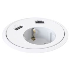 9358001201 Powerdot 12 - 1 socket type F, 1 USB-A charger 12W, 1 data, white, Connector Type: USB, Cable Length: 1.2, Colour: White