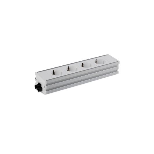 2M21F4A6 Link Series Power Module with 4xSchuko Socket/3 Pole Connector, White Fascia and Silver Body, Colour: White (Fascia/End Cap), Silver (Body), 2 image