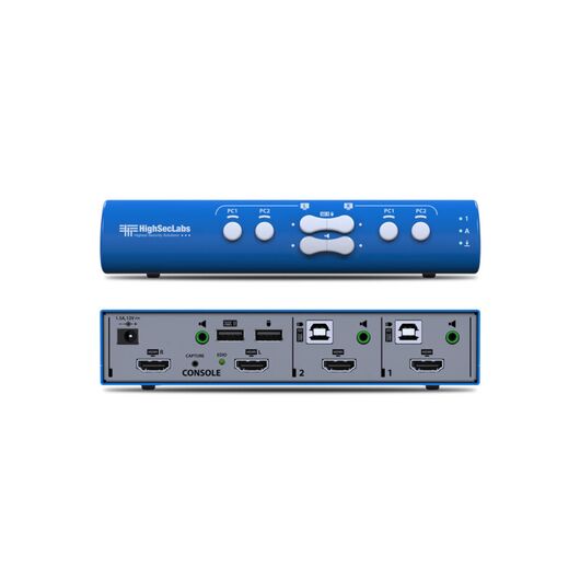 SX22H-MC Secure 2 Port Mini-Matrix KVM Switch, 2xHDMI 1.4, USB Type-A, 3.5mm Audio Jack