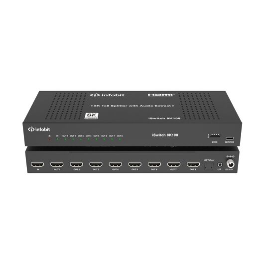 iSwitch 8K108 8K 1x8 HDMI splitter, with Audio extract.