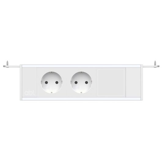 2M81F2A1 Level-F Series Power Module with 2xSchuko Socket/1xIMP Slot/White Fascia/End Cap, Colour: White (Fascia/End Cap), Silver (Body)