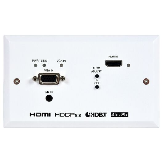 CH-2538TXPLWPEU UHD 2x1 HDMI/VGA over HDBaseT Wallplate Transmitter (EU 2-Gang)