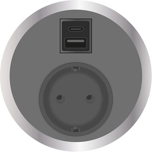 2F22F1A3 Power Module with 1xSchuko Socket/1xSC (A+C), Grey, Colour: Grey