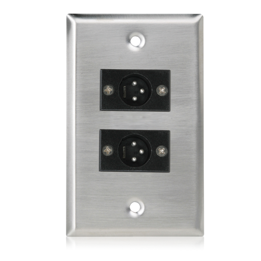 SG-XLR-M2 Single Gang Stainless Steel Plate with (2) Male 3 Pin XLR