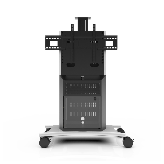 RPS-1000S Mobile Cart, Black/White, Dual Support up to 75" display, 2 image