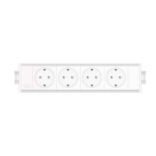 2M21F4A6 Link Series Power Module with 4xSchuko Socket/3 Pole Connector, White Fascia and Silver Body, Colour: White (Fascia/End Cap), Silver (Body), 3 image
