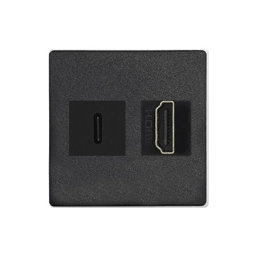 2T0010CH IMP with Keystone Jack Coupler, USB-C & HDMI, Female, Black, Colour: Black