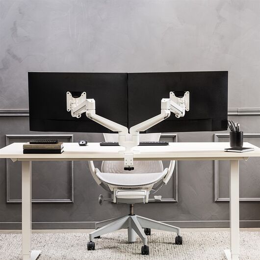 4385505201 Elevate Dual Monitor Arm 52 - 3-8 kg, gas spring, white, Length: 100, Colour: White, Load Capacity: 2x3 to 8kg, 2 image
