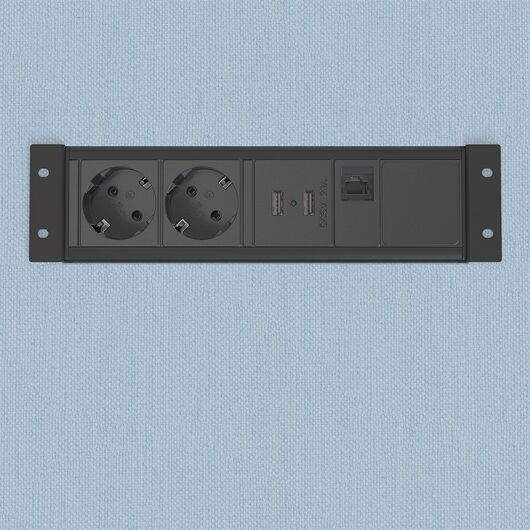 9102000409 Outlet Strip - 2 socket type F, 2 USB-A charger, 1 data, black, 2 image