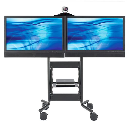 RPS-500L Mobile Cart, Black, 101.6 to 190.5cm, Dual Support 70" display